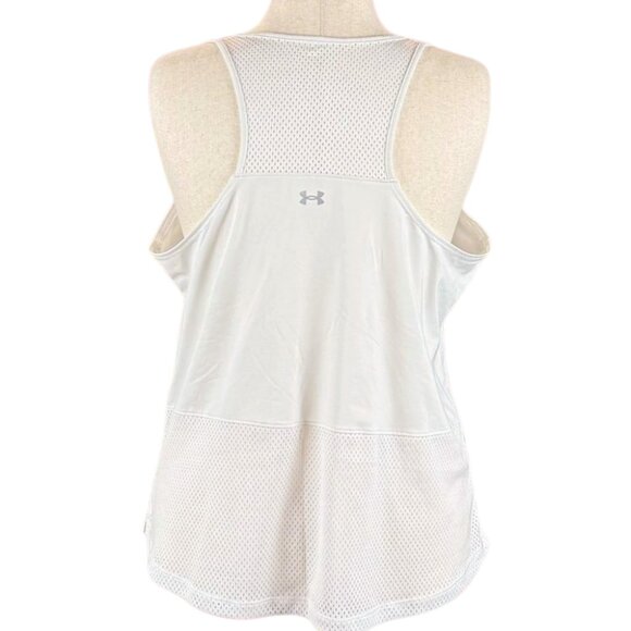 UNDER ARMOUR WHITE SLEEVELESS MESH ATHLETIC TANK TOP, SIZE XXL - Picture 3 of 6